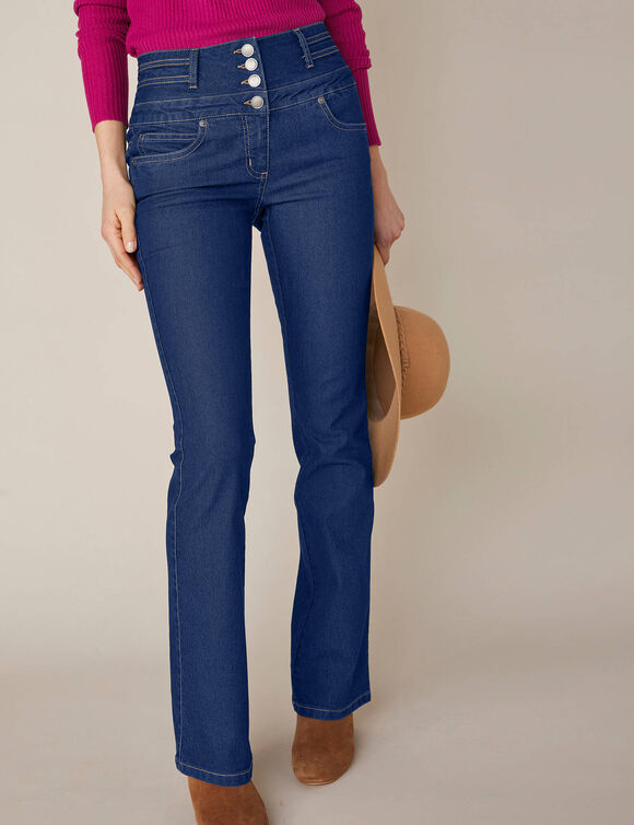 Jeans in bootcutmodel met hoge taille - binnenpijplengte 75 cm (raw)