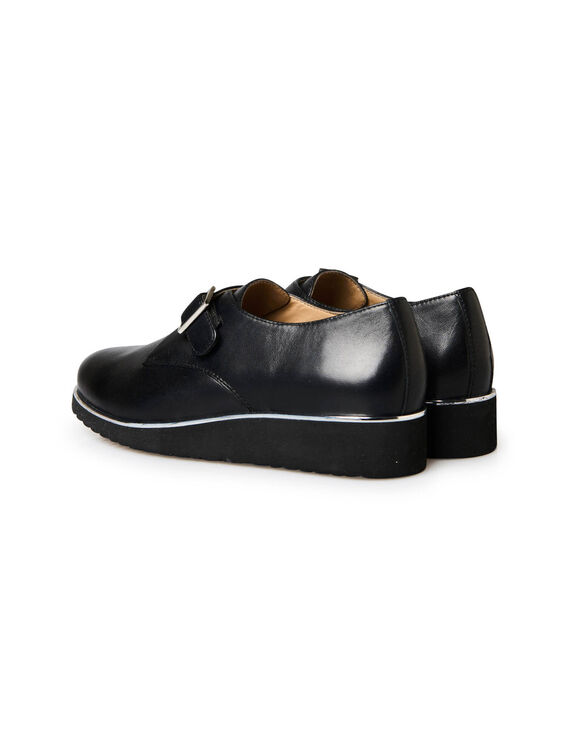 Derbies cuir compensés à boucle (noir)