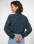 Voileblouse met knoopsplit in de mouwen (indigo)