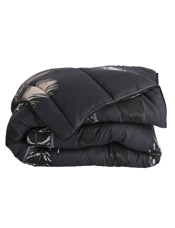 Couette microfibre imprimée Plumes 200g/m2 (noir)