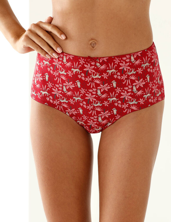 Maxi-slip van stretchkatoen met &bdquo;panter&ldquo;-bedrukking &ndash; set van 4 (rood)