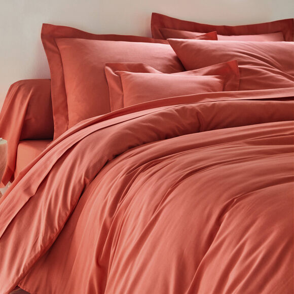 Linge de lit uni coton  (terracotta)