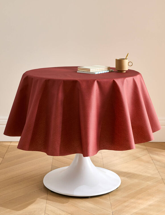 Effen tafellaken met coating (terracotta)
