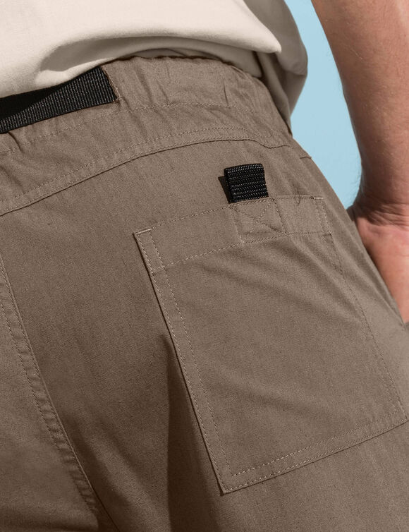 Pantacourt 3/4 &eacute;lastiqu&eacute; + ceinture assortie (beige fonc&eacute;)