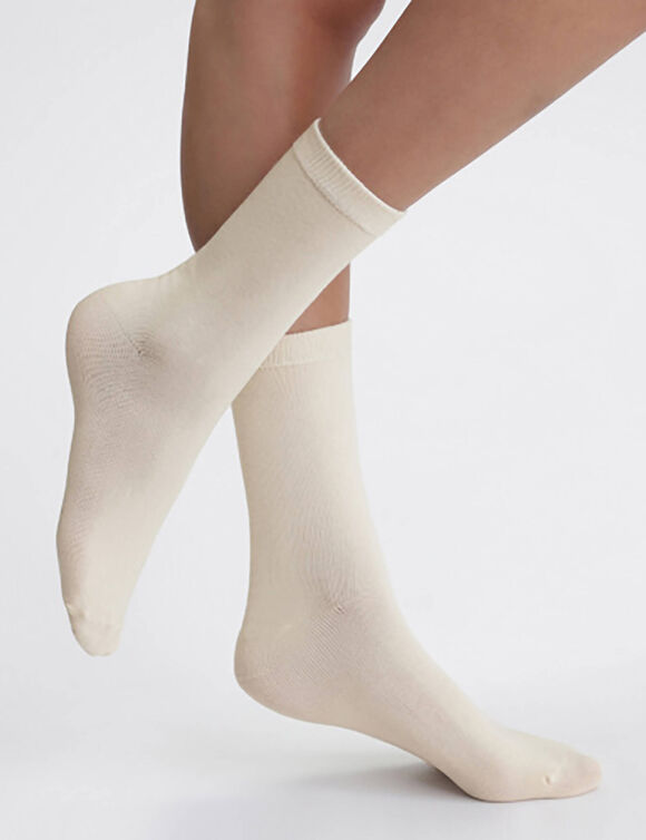 Chaussettes mi-hautes femme thermo polaires Dim - lot de 2 (cr&egrave;me)
