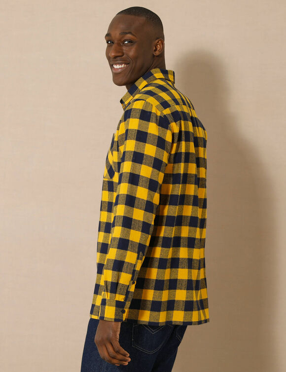 Chemise carreaux écossais flanelle (jaune / marine)