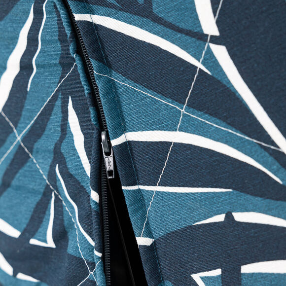 Housse canapé BZ matelassée imprimé feuillage (bleu)