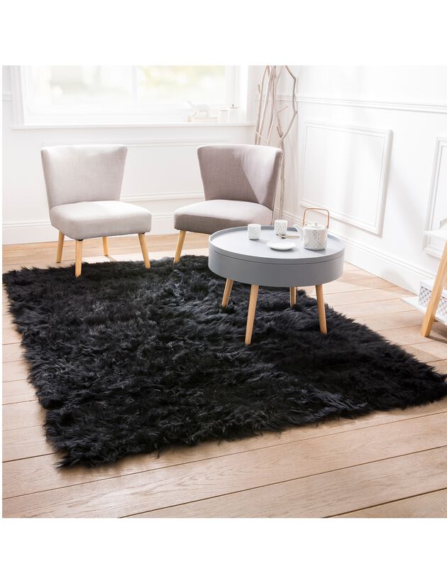 Hoogpolig tapijt (zwart)