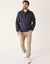 Warm sweatshirt met polo-kraag, geborduurd borduurpatroon op de borst en geribd tricot (marine)