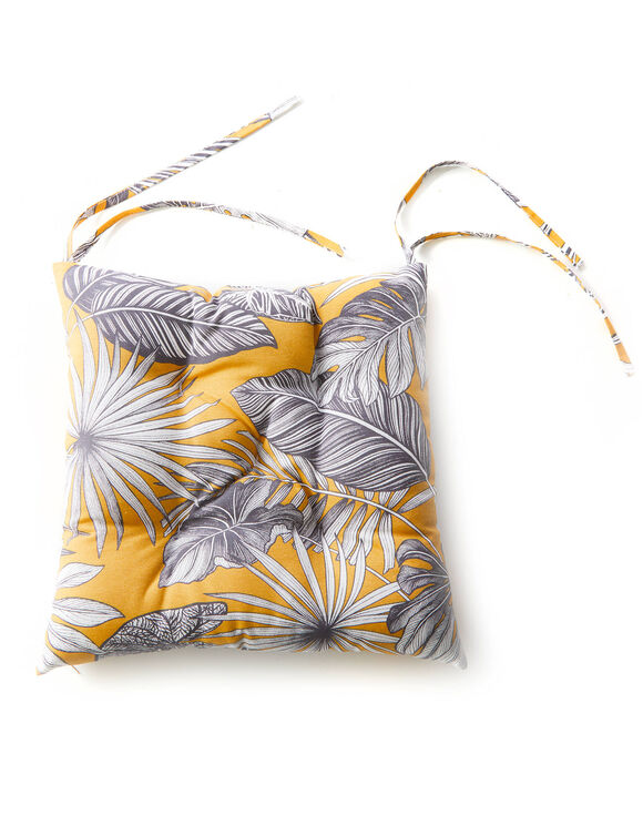 Stoelkussentje met tropische print - set van 2 (geel)