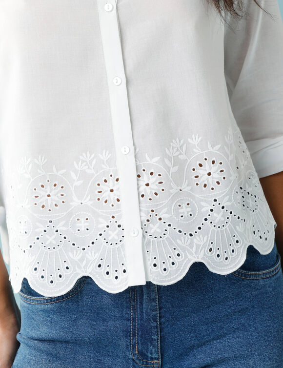 Chemisier brod&eacute; uni, Sp&eacute;cial Petites (blanc)