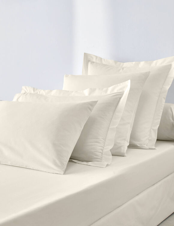 Drap-housse uni polyester - coton bonnet 32 cm (&eacute;cru)