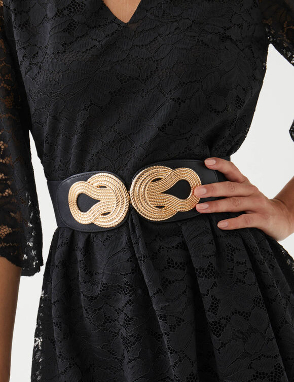 Ceinture &eacute;lastiqu&eacute;e boucle effet n&oelig;ud (noir)