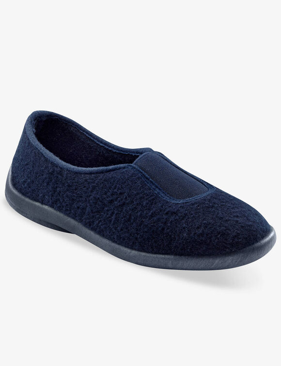 Effen ballerina's - rekbare fleecestof (marine)