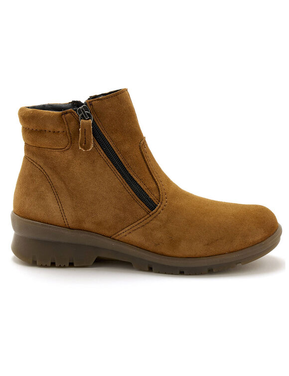 Rekbare, leren boots met dubbele rits PÉDICONFORT (bruin)