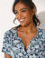 Bloes in viscose met knoopsluiting en etnische print, korte mouwen (marine / blauw)