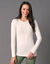 T-shirt uni col rond stretch (blanc cassé)