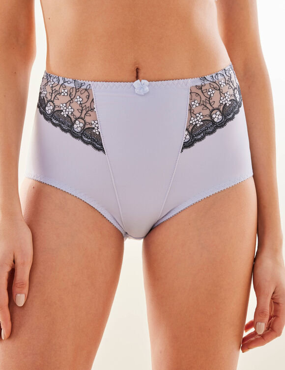Gainette microfibre tulle brod&eacute; Caminata (bleuet)