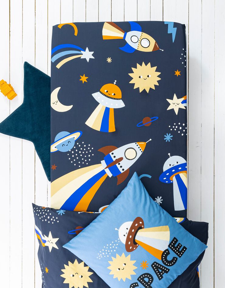 Linge de lit enfant Galaxy imprimé chat 1 personne - coton (marine)