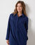 Robe de chambre longue en polaire, col Claudine (marine)