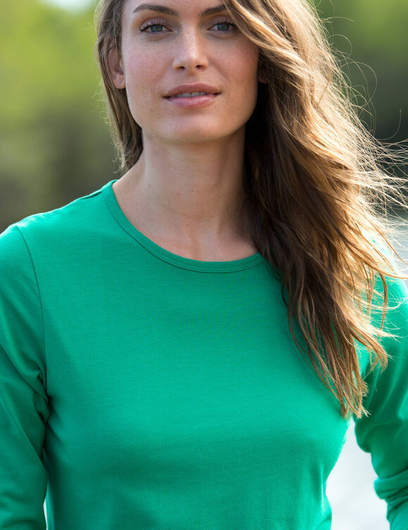 T-shirt uni manches longues (vert menthe)
