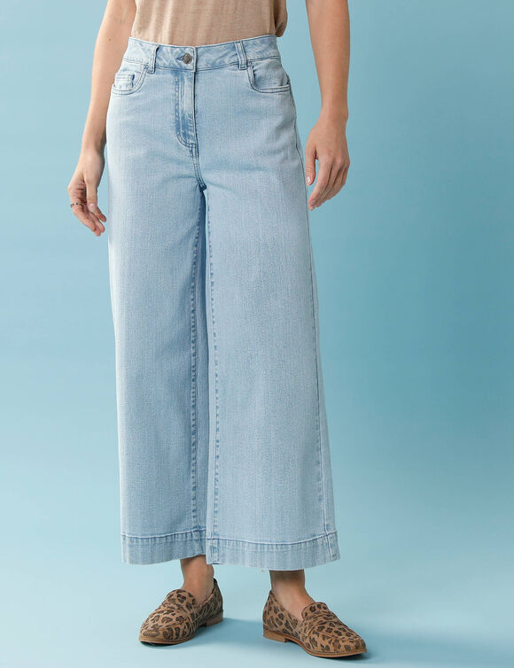 Jeans met hoge taille, voor Kleine Lengtes, binnenpijplengte 60 cm, ruim 7/8-model (bleached)