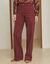 Pantalon large d&eacute;tails plis piqu&eacute;s (bordeaux)