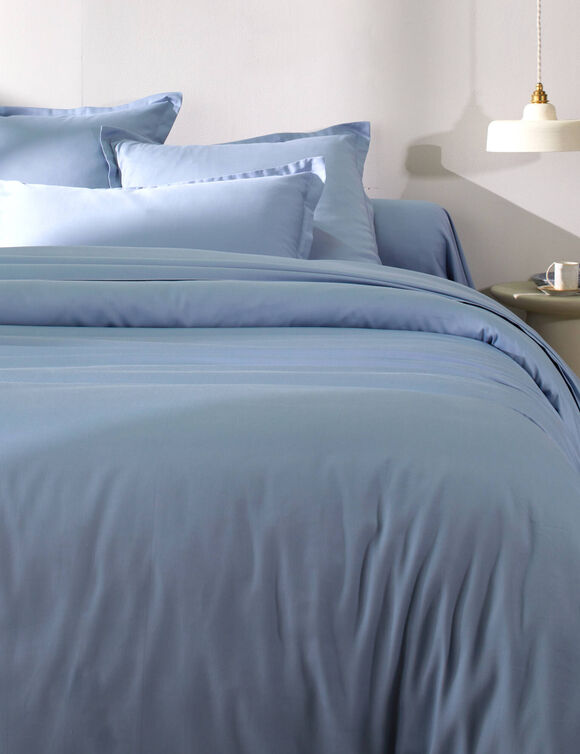 Linge de lit satin uni (bleu gris&eacute;)
