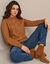 Pull col montant, maille anglaise toucher doux (noisette)