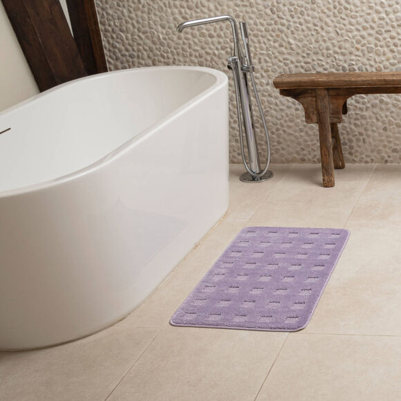 Tapis de bain motif carreaux (lilas)
