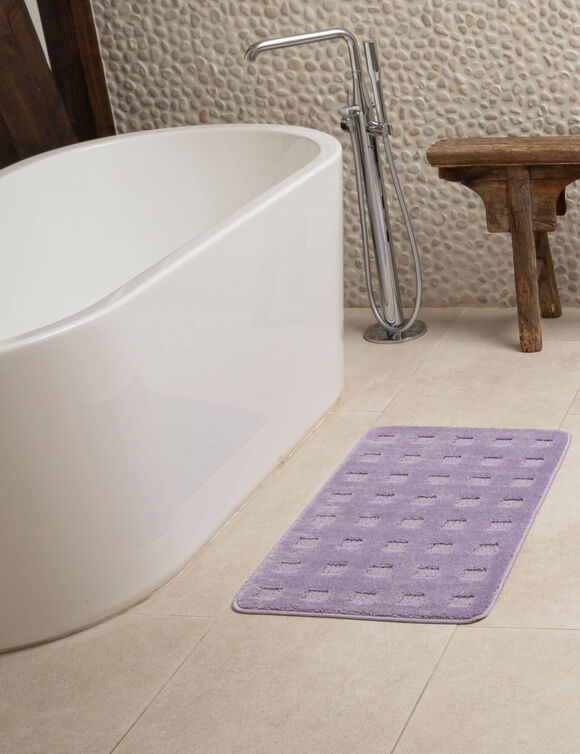 Tapis de bain motif carreaux (lilas)
