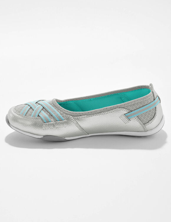 Soepele ballerina's in leer (zilverkleurig)