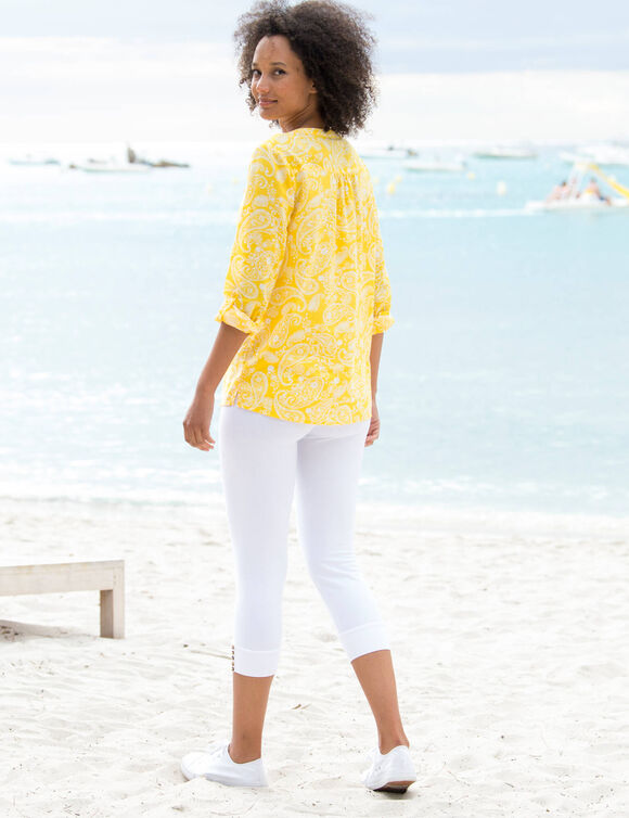Legging 3/4, bas boutonné (blanc)