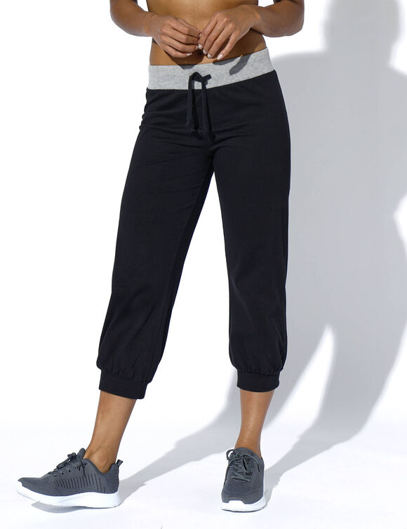 Bloezende 3/4-broek in tricot (zwart / chiné grijs)