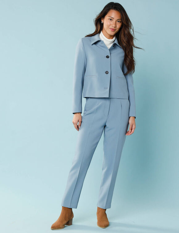 Pantalon cigarette uni, Spécial Petites (bleu ardoise)