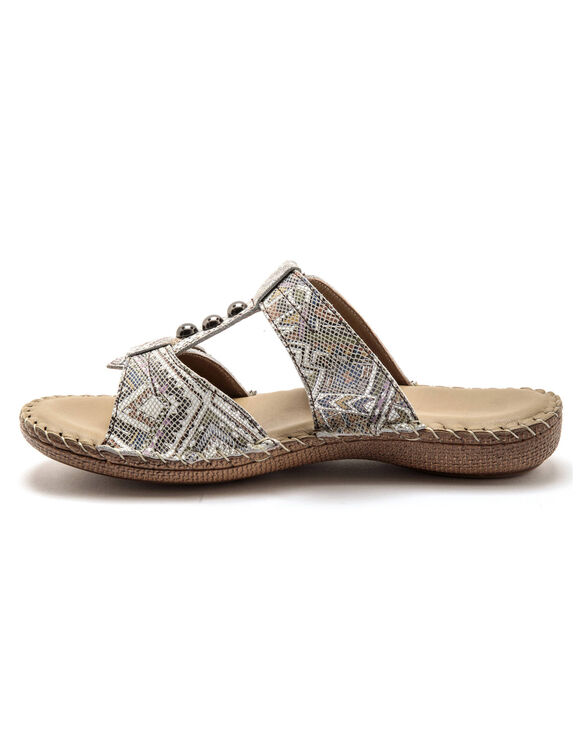 Leren sandalen met integrale opening - bedrukt (veelkleurig)