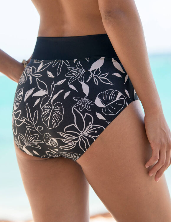   Culotte de bain imprimé Cidra - taille haute (noir / beige)