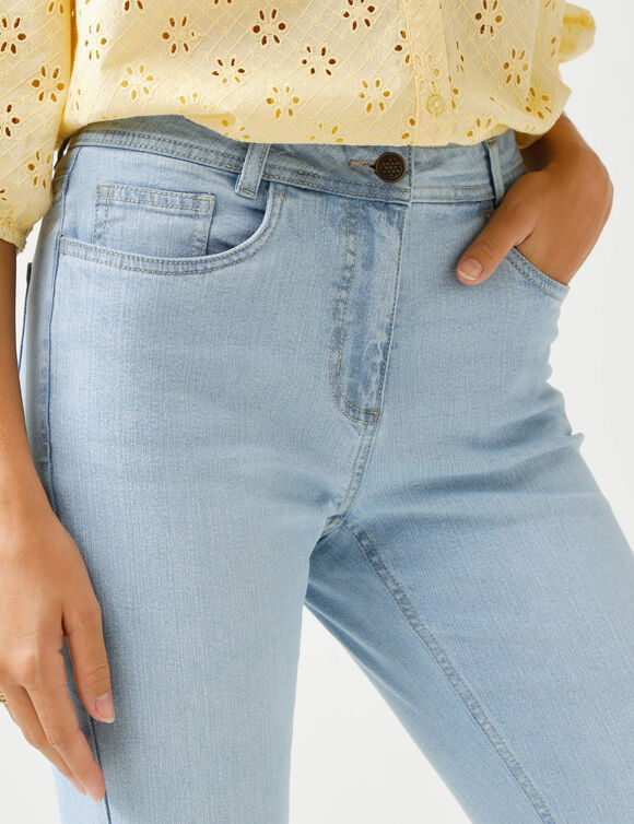 Slimjeans met 7/8-lengte, hoge taille, grote lengte (bleached)