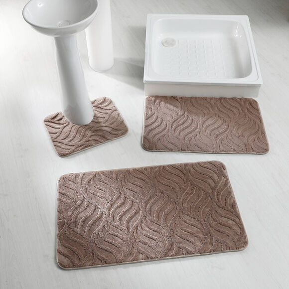 Badmatje met reli&euml;f en 'vlam' effect (grijsbeige)