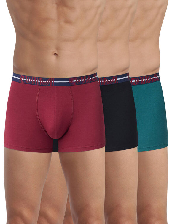 Boxer "Powerful" coton DIM&reg; - lot de 3 (noir + vert + bordeaux)