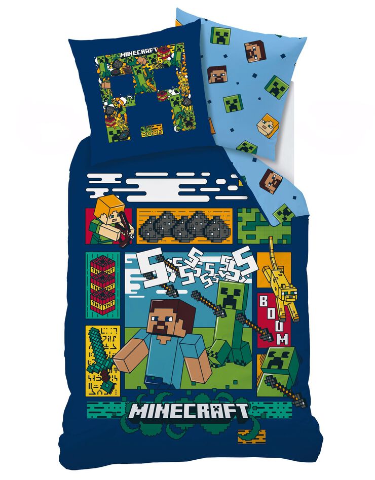 Lakenset voor kinderen Minecraft® - katoen (blauw)