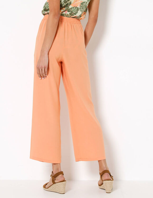 Pantacourt large, viscose et lin (abricot)