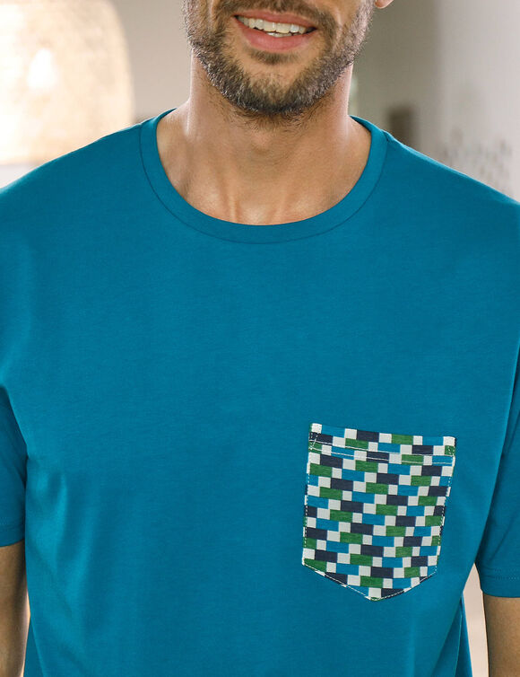 T-shirt pyjama manches courtes bleu canard (bleu canard)