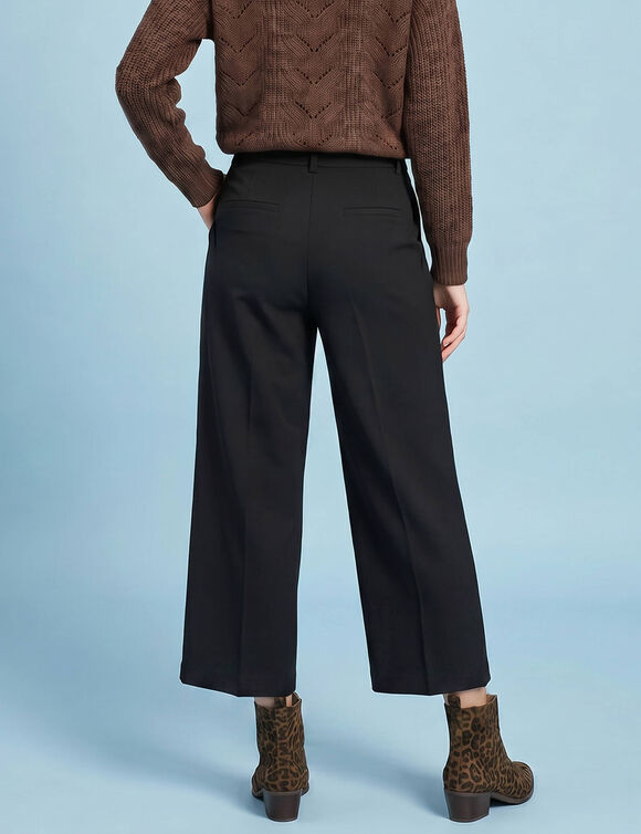 Pantalon taille haute effet jupe-culotte, sp&eacute;cial Petites (noir)