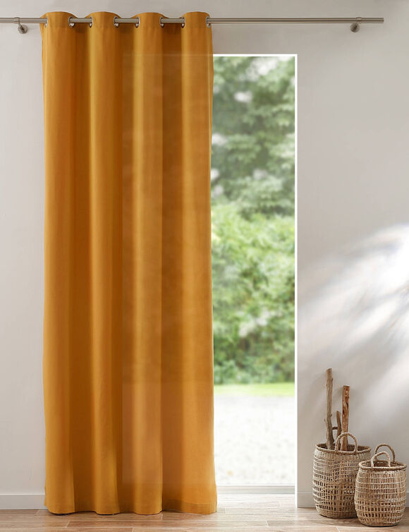 Rideau bachette uni tamisant oeillets (miel)