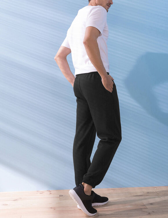 Pantalon jogging molleton bas &eacute;lastiqu&eacute; (noir)
