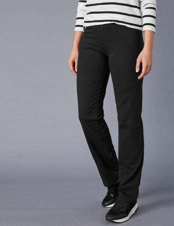 Rechte broek van tricot met elastische tailleband (zwart)
