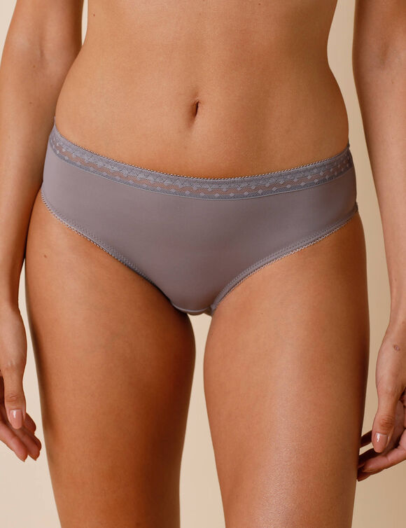 Culotte microfibre et tulle plumetis effet seconde peau forme midi Paia - lot de 2  (gris)