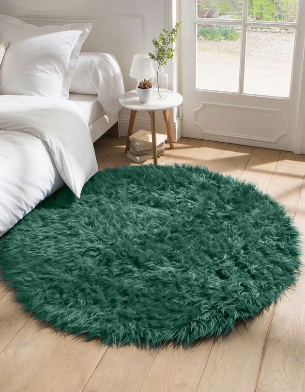 Tapis rond poils longs (vert sapin)
