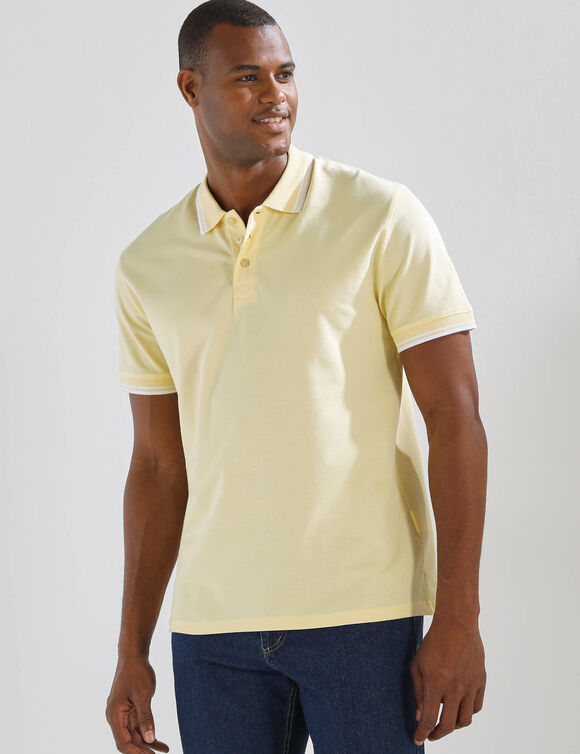 Polo uni maille piqu&eacute;e manches courtes (jaune clair)